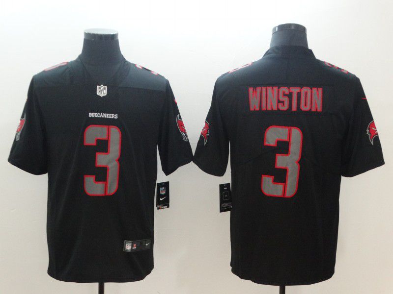 Men Tampa Bay Buccaneers 3 Winston Nike Fashion Impact Black Color Rush Limited NFL Jerseys
